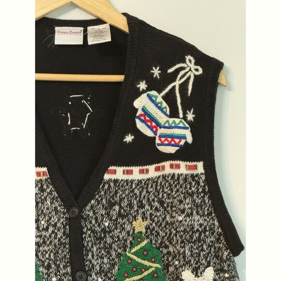 Brooks Brothers Women Ugly Christmas Sweater Vest Sz Large Holiday Snowman Tree - Picture 5 of 10